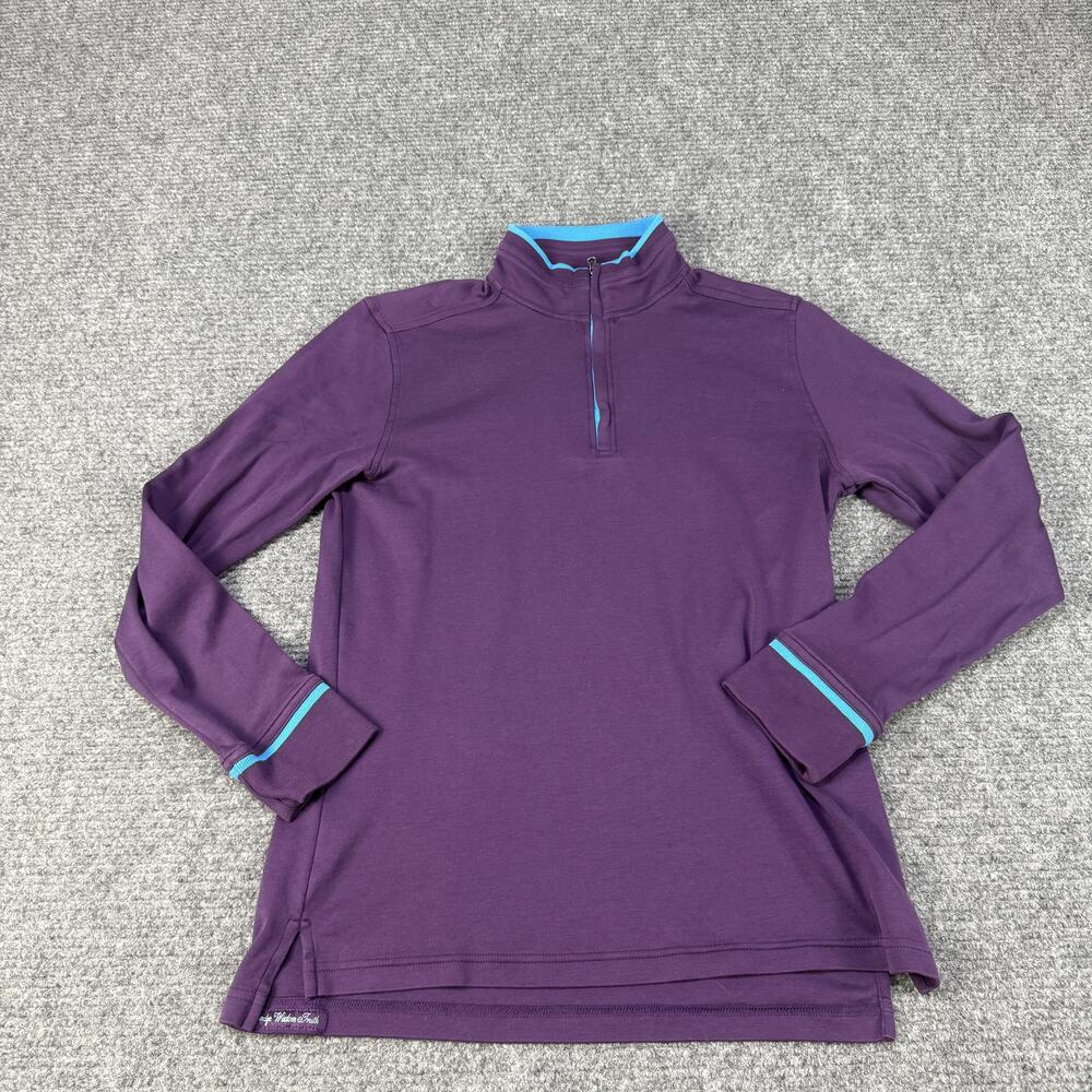 Robert Graham Quarter Zip Pullover Shirt Mens Medium Purple Mock Neck Cotton